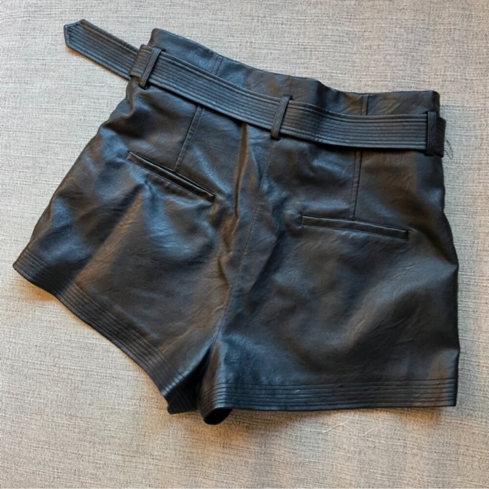 Topshop Black High Waist Faux Leather Shorts Size 10 - Picture 3 of 5